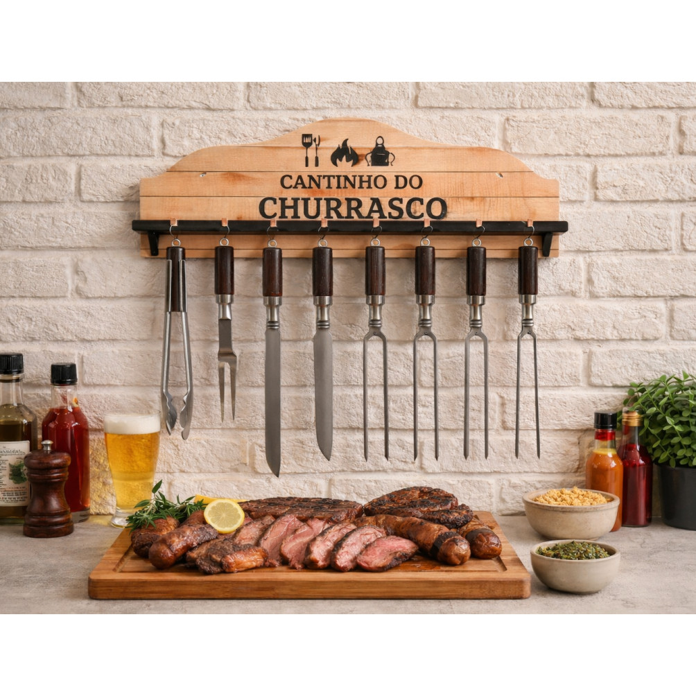 Porta Espetos Cantinho do Churrasco de Parede