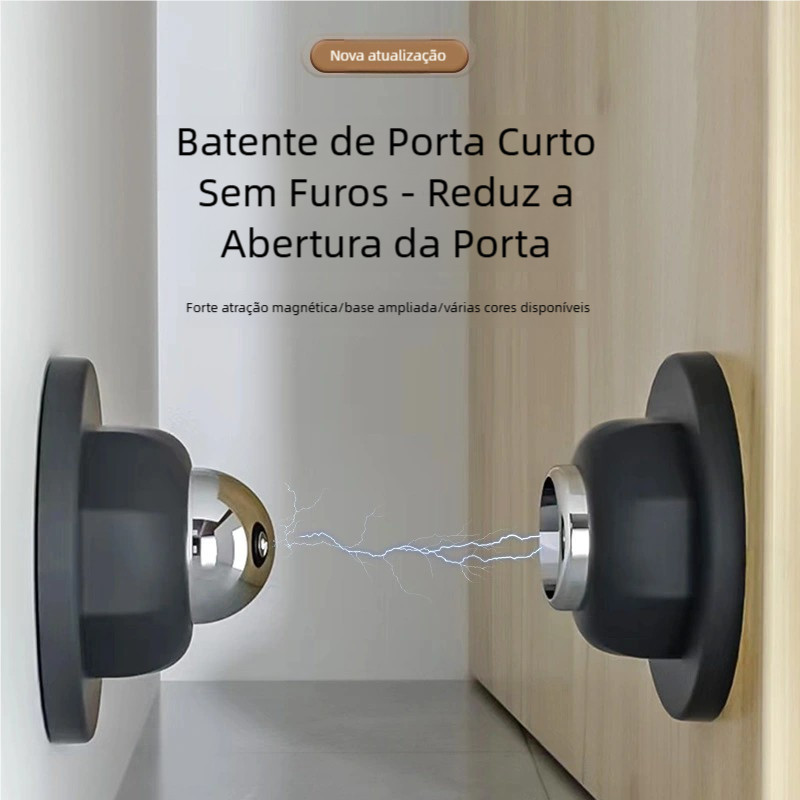 Trava Fixador Porta Imã Magnético Adesivo Prendedor Batetor Inox Preto Branco Durável