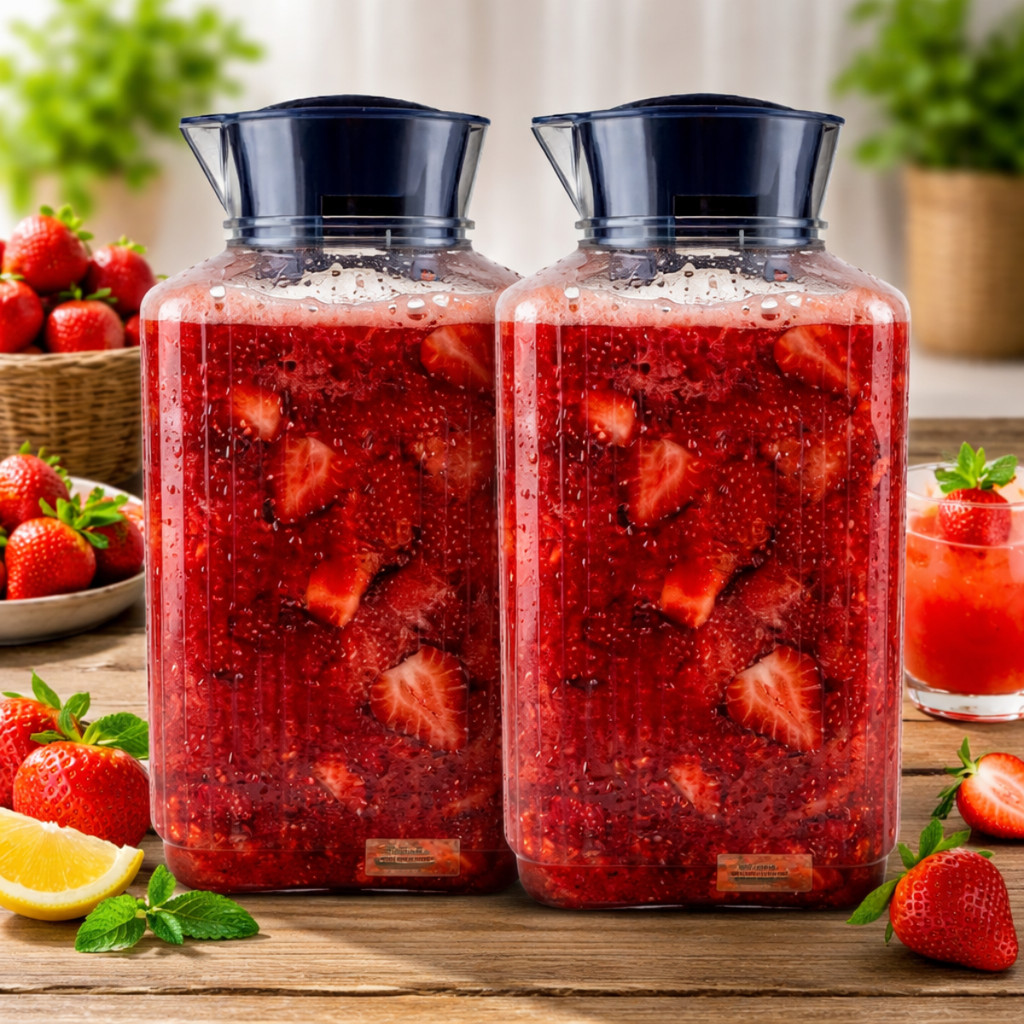 Kit 2 Garrafa de Água Suco para Geladeira Tampa com Trava Higiênica 1700ml - Cores