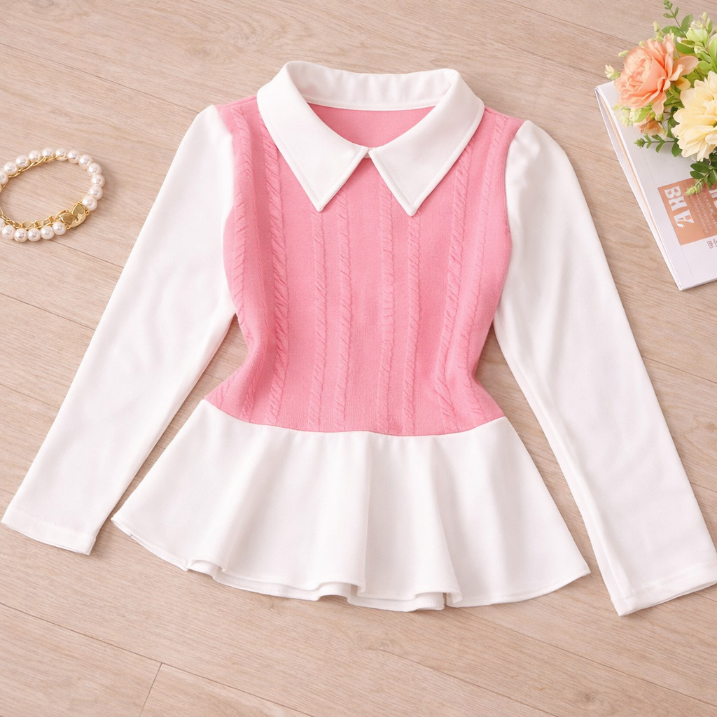 Blusa infantil menina manga longa moda outono- inverno