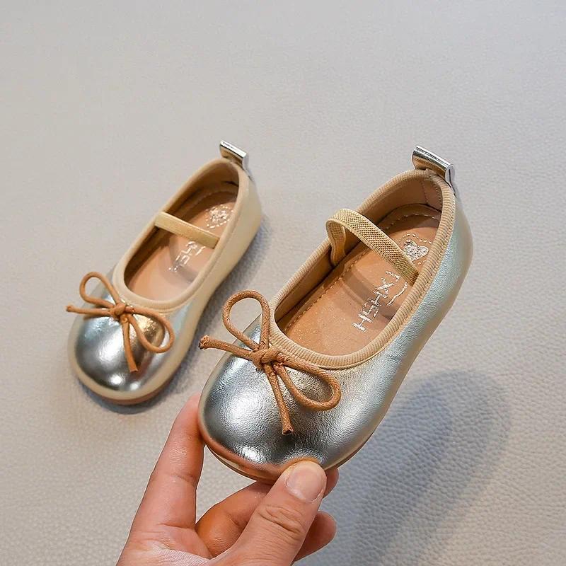 Crianças Sapatos De Couro Do Plutônio Primavera Outono Novas Meninas Arco De Sola Macia Bebê Antiderrapante Moda Escola 