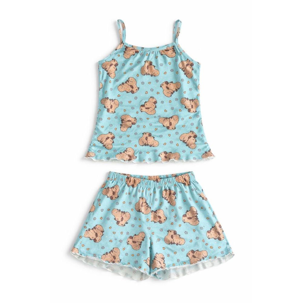 Conjunto pijama alcinha algodão 96% p ao g3 alta qualidade  