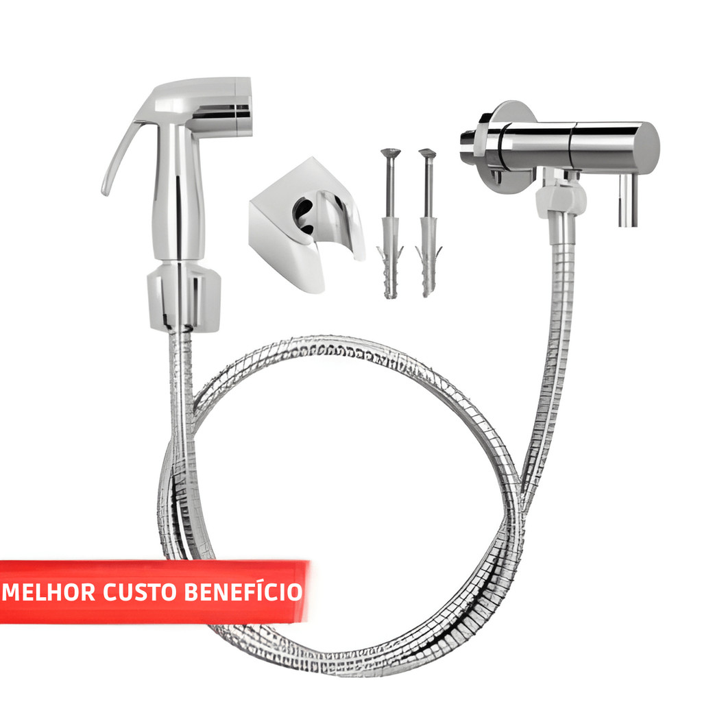 Ducha Higiênica Bidê Inox Super Luxo – Kit Completo com Registro 1/2 Alta Durabilidade