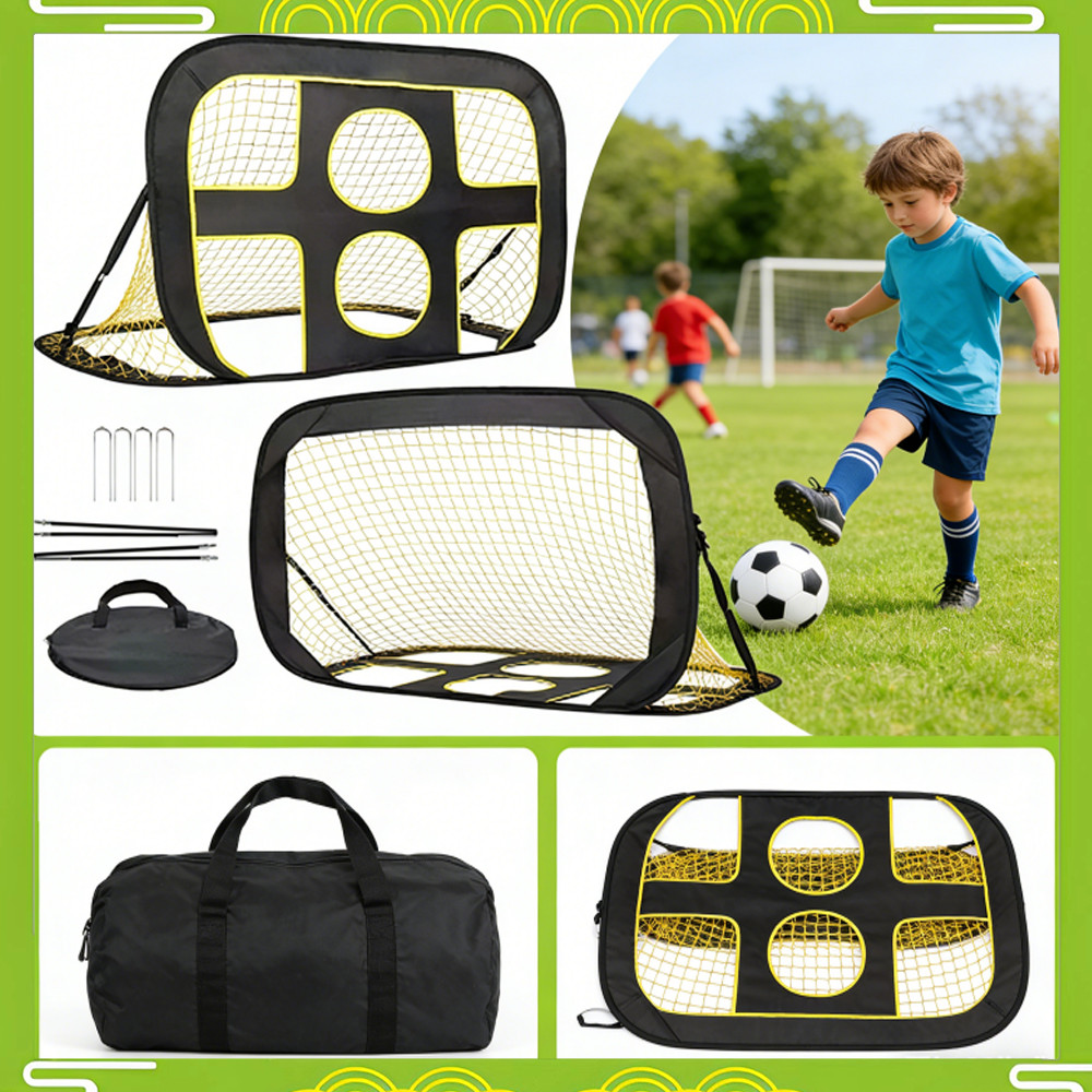 Um conjunto de meta de treinamento de futebol de seis furos com bolsa de armazenamento Conjunto de haste de suporte para