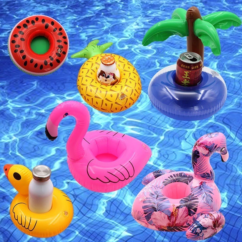 Kit 5/10/15/20 Porta Copos Boia Inflavel Piscina Varios Formatos Porta Lata Brinquedos para Piscina