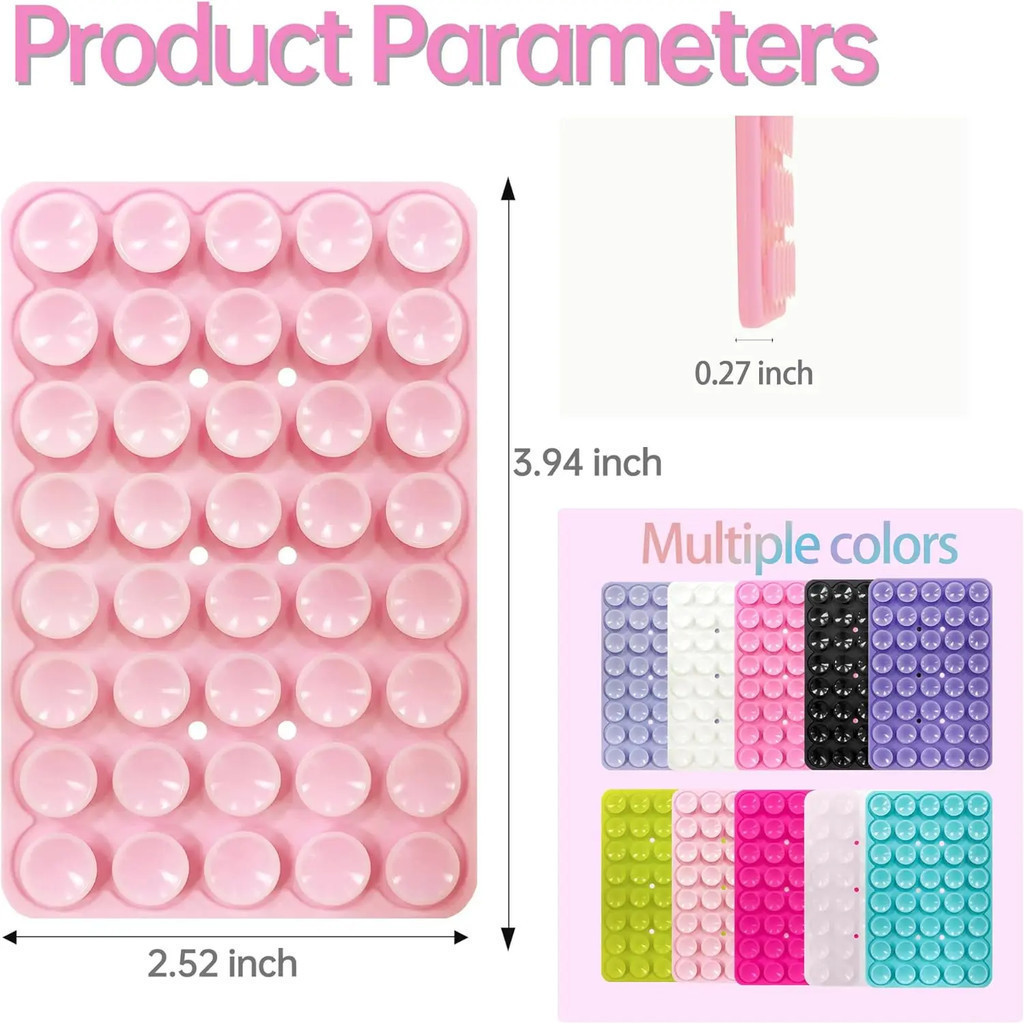 Capa para celular com ventosa e suporte de espelho adesivo em silicone - 24/40 furos, disponível em várias cores.