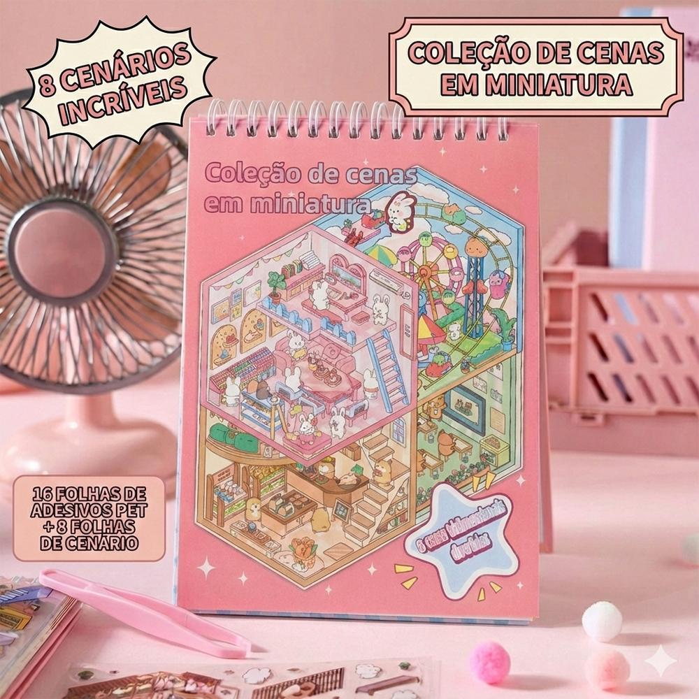 📖 Livro De Adesivos Infantil Fofo Com Pinça ✨ PET Seguro Capa Dura Educativo Presente Volta Às Aulas