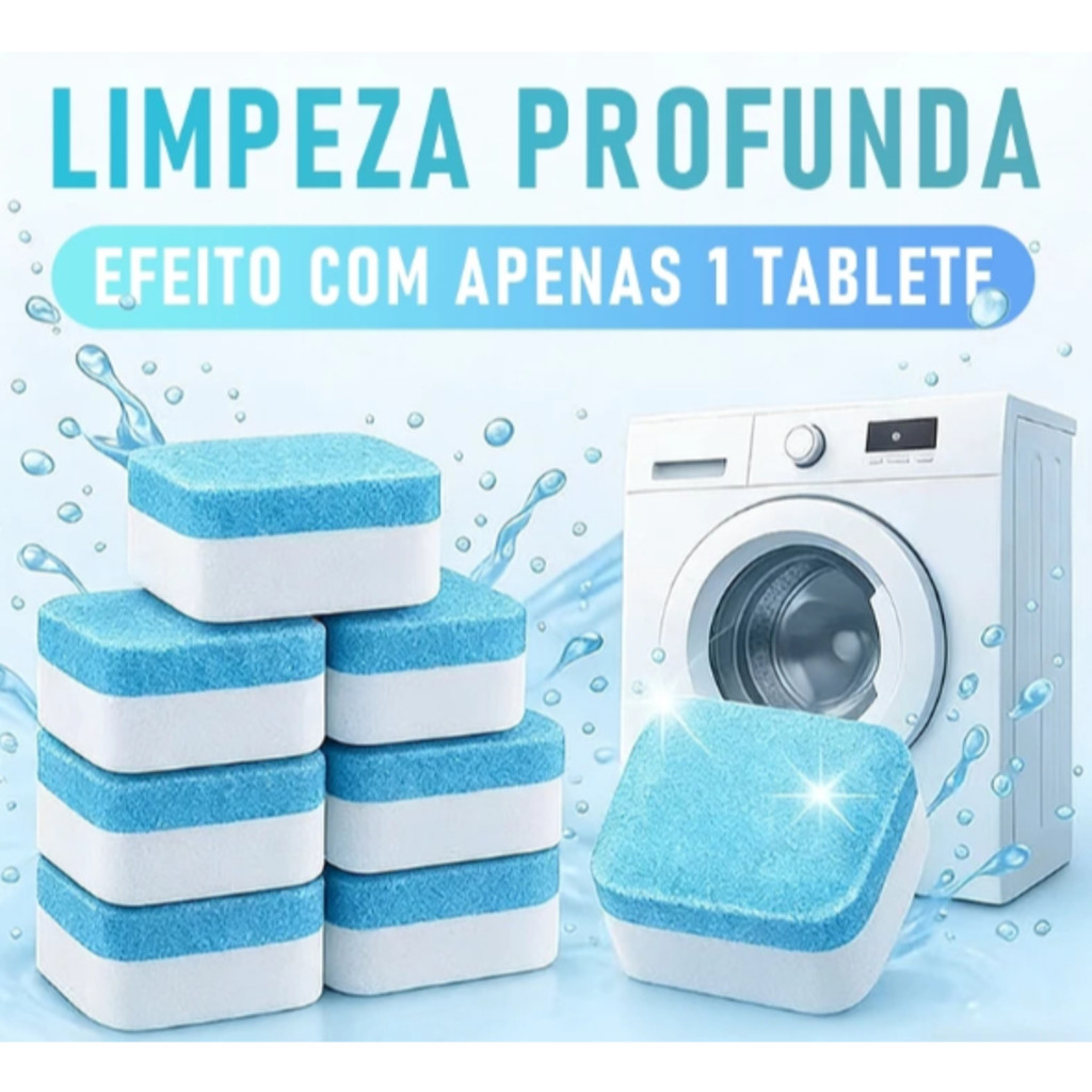 KIT20 Pastilhas para Limpeza de Máquinas de Lavar Roupas Efervescentes Multifuncional Máquinas de Lavar
