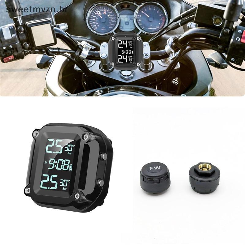 sweetmvzn M5 Motocicleta TPMS Sem Fio Moto Sistema De Alarme De Monitoramento De Pressão De Pneus Com 2 Sensores Externo