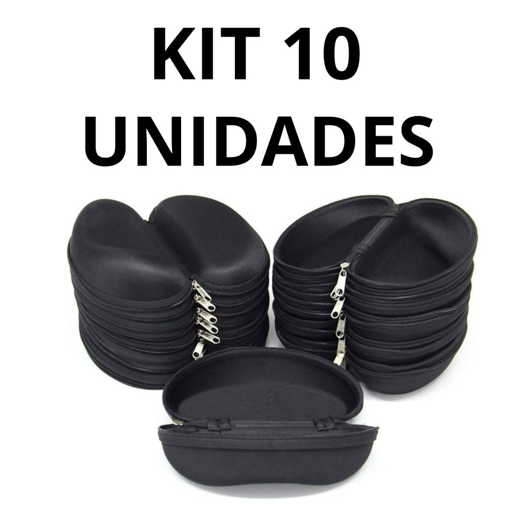 Kit 10 Porta Óculos Estojo Case Capinha Para Óculos De Sol De Grau Com Zíper + 10 Flanelas