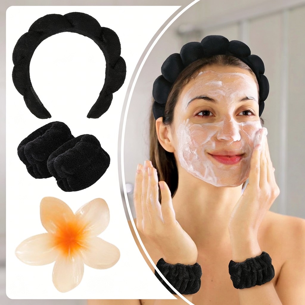 Tiara Nuvem Faixa De Pelucia Skincare De Maquiagem Kit Acessórios Skin Care Para Cabelo Feminina Varias Cores