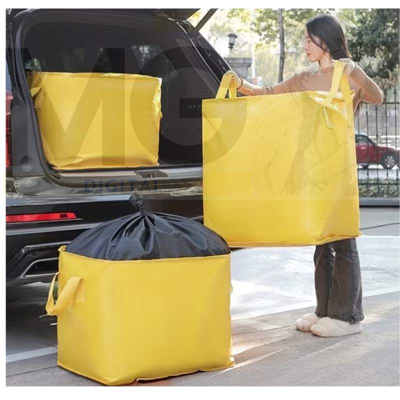 Sacola Bolsa Organizadora Multiuso - Grande Reforçada para Mudança, Viagem, Amarelo Lisa