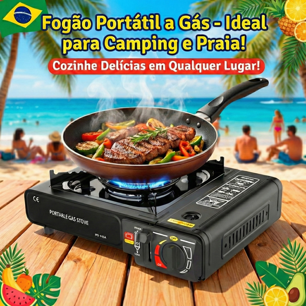 Fogareiro Portátil de Mesa a Gás Multiuso 2900W com Maleta para Acampamento e Casa