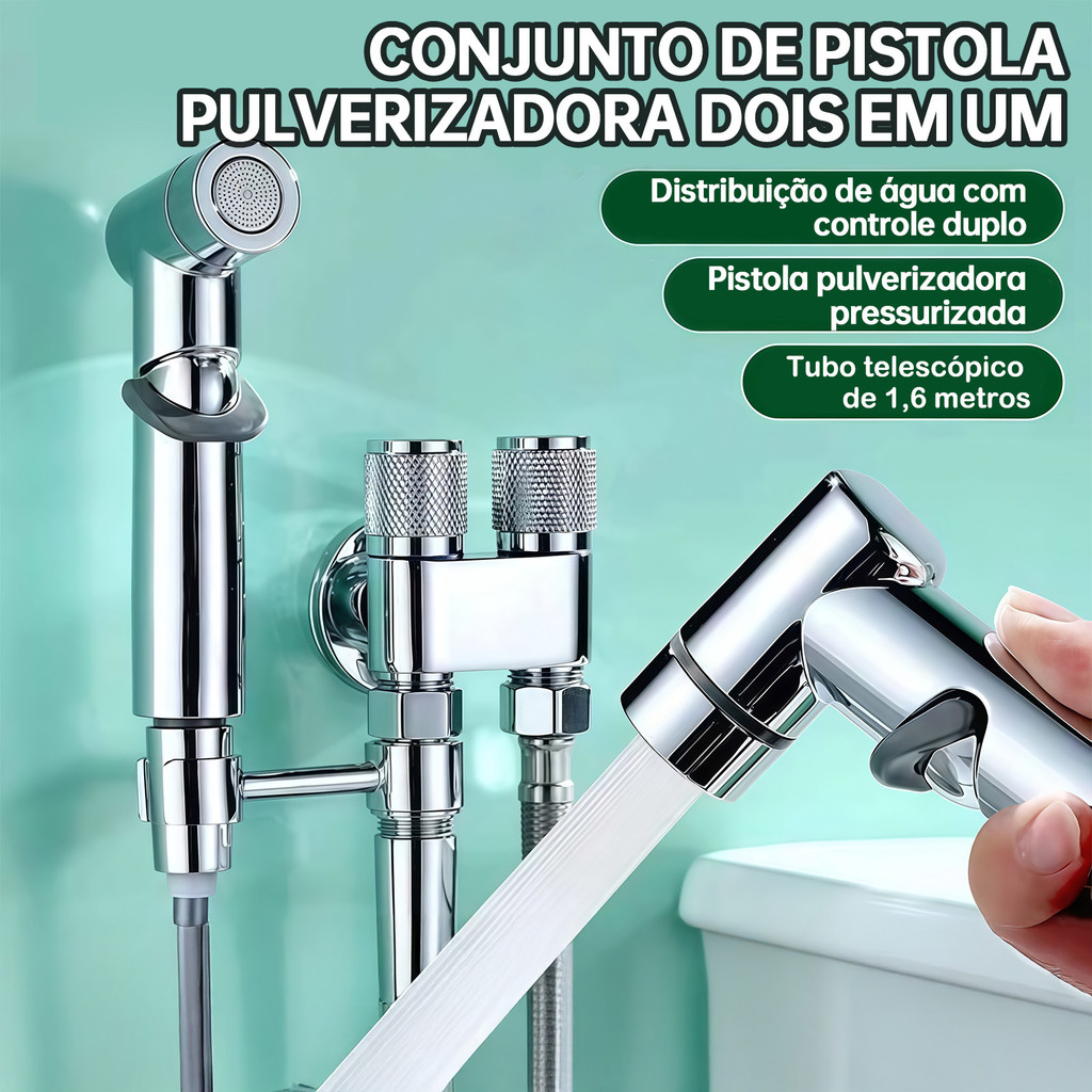 Kit de Chuveiro de Banheiro de Parede, Duas Saídas de 1/2 Polegada, Com Mola e Válvulas Angulares em Aço Inoxidável