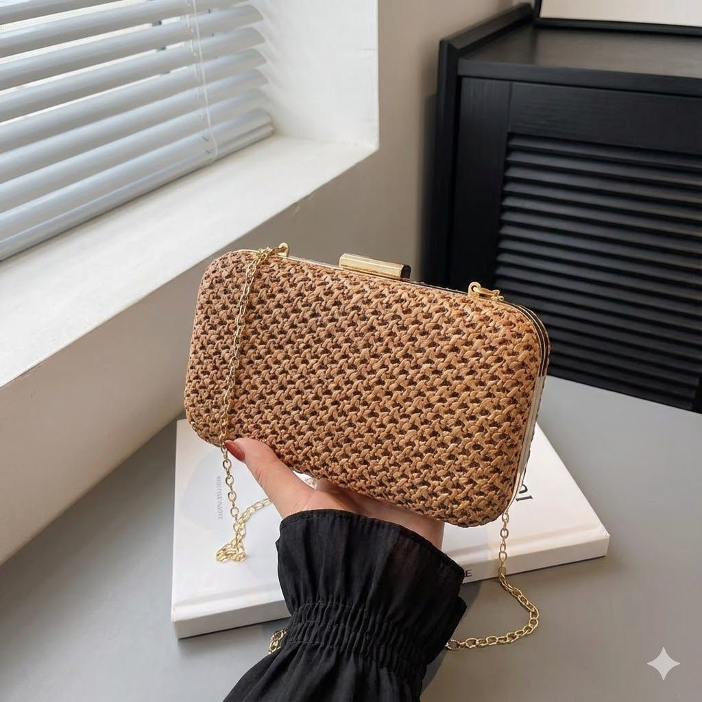 Bolsa Clutch Carteira Feminina Com Palha Para Festa Banquete Casamento WT168-54