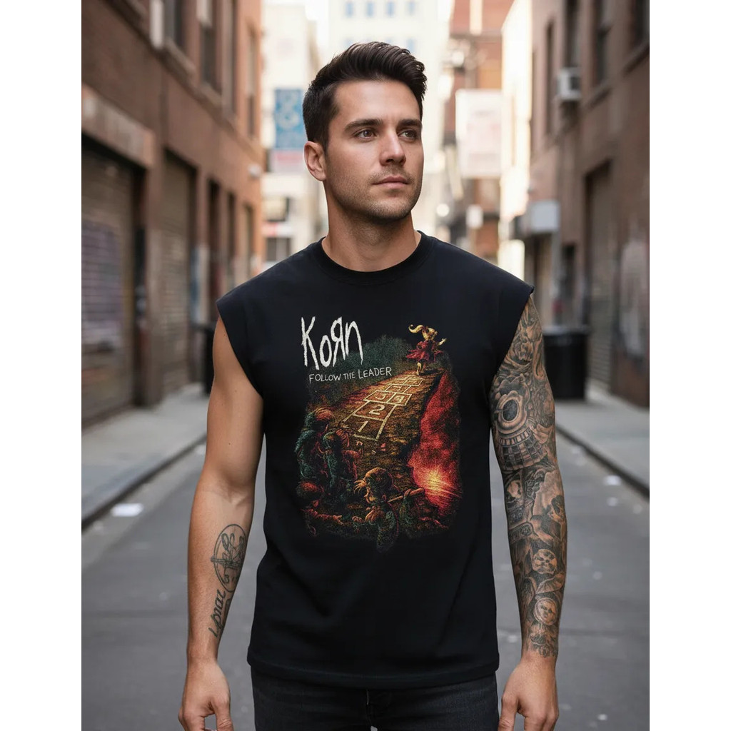 Camiseta Regata Oversized Rock Korn Dark Cavada