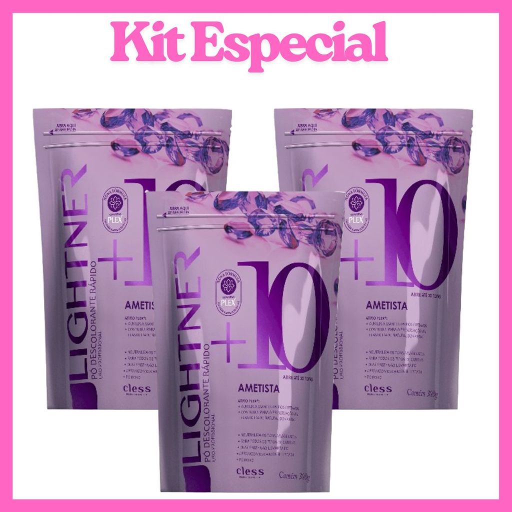Lightner Pó Descolorante Ametista 300g Cless – Escolha 1, 2 ou 3 Unidades | Clareamento Profissional