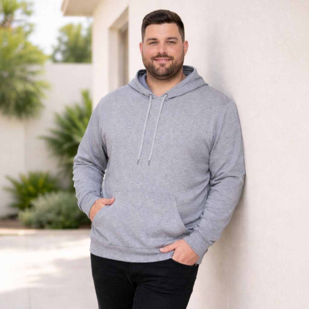 Casaco Canguru Molecotton Plus Size Masculino Casual Liso Moletinho Confortável G1 ao G4