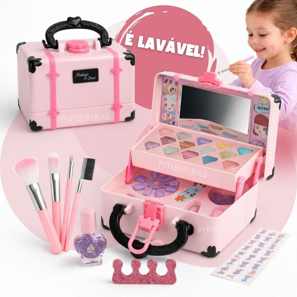 Maleta de Maquiagem Completo Infantil Kit Maquiagem Infantil Maquiagem Infantil Antialérgica