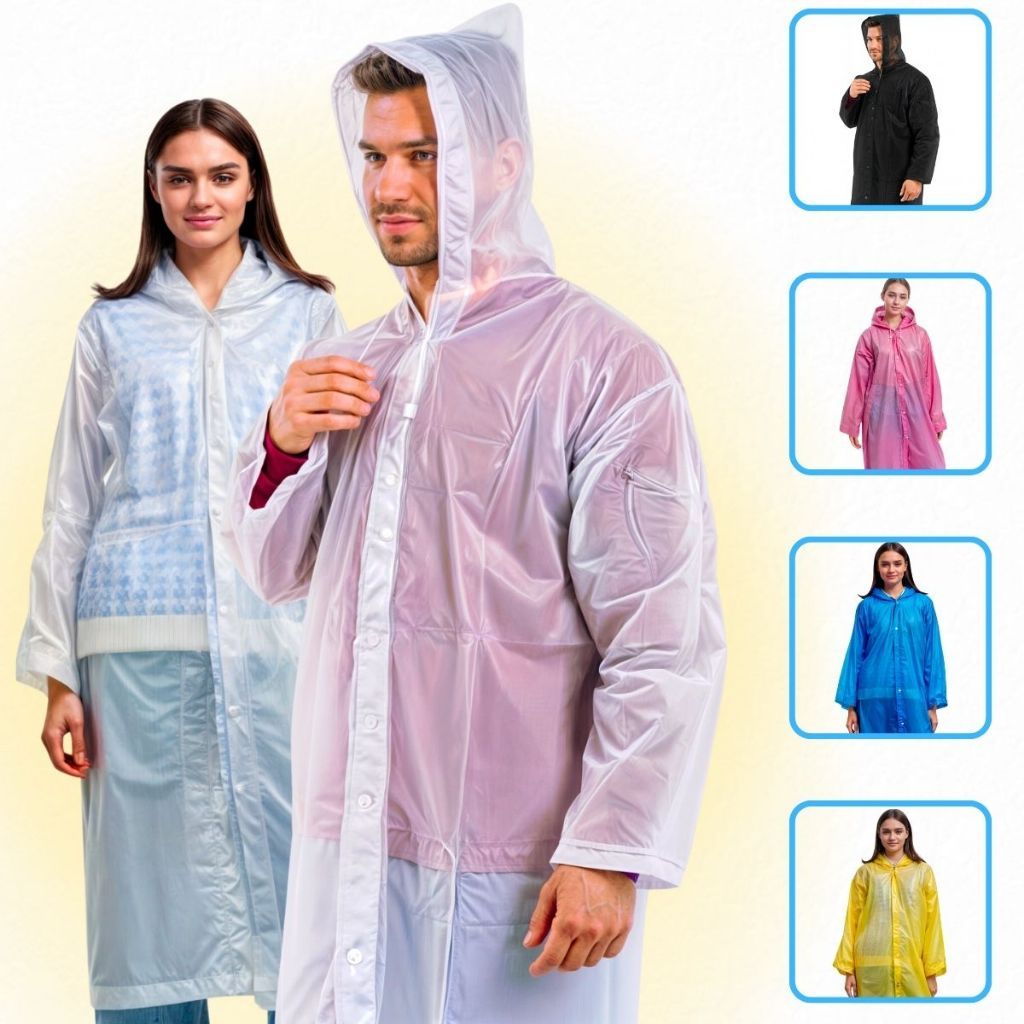 Kit Capa De Chuva Adulto Unissex Reutilizável Resistente Com Capuz Passeio Festas Impermeável...