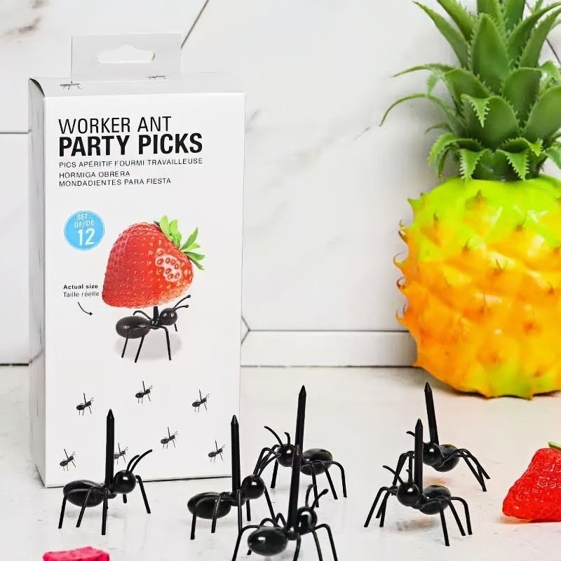 Garfinhos para Petiscos Formiga - Kit 12-24 Peças - Para Frutas, Queijos, Doces e Pães - Decorativo