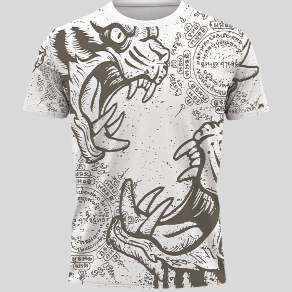 Camiseta Muay Thai Branca Thailand Tigre Esporte Academia