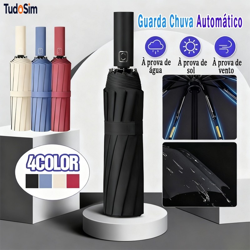 Guarda Chuva Automático Sombrinha Grande Proteção Solar Blackout Reforçado Dobrável 24 varetas Envio Imediato