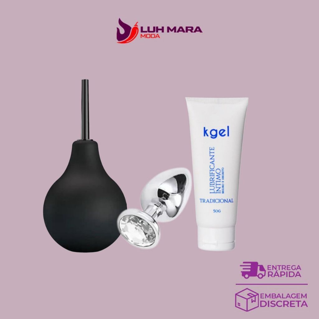 Kit Sexy Shop Estimulação e Higiene – Plug Íntimo + Ducha + Gel Lubrificante Top