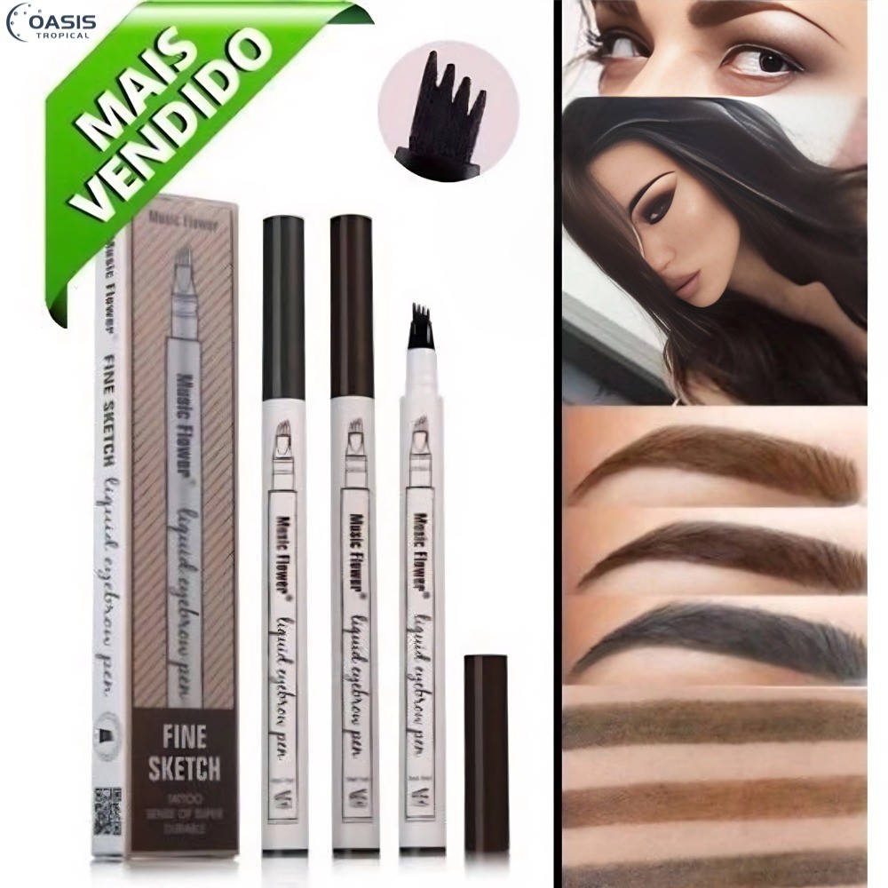 KIT3 Caneta Lapis Henna Efeito Microblading Sobrancelha