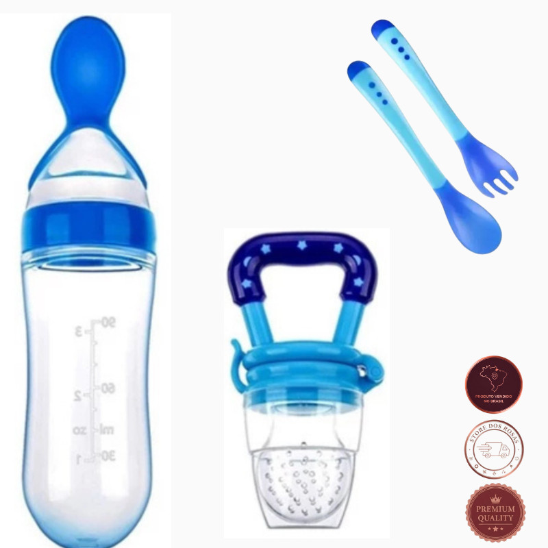 🍼👶 Kit Papinha Fácil – Alimentação do Bebê  | Livre de BPA | Rosa ou Azul