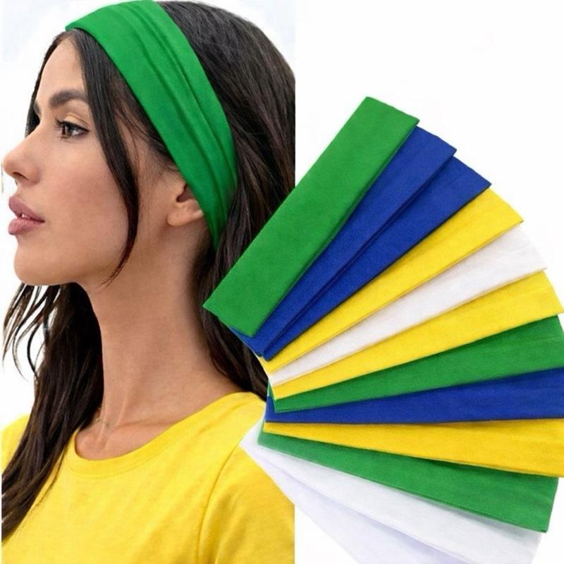 Copa do Brasil Kit Faixa de Cabelo 4 Peças Oficial 2026 Verde Amarelo Azul para Esporte Maquiagem e Uso Casual
