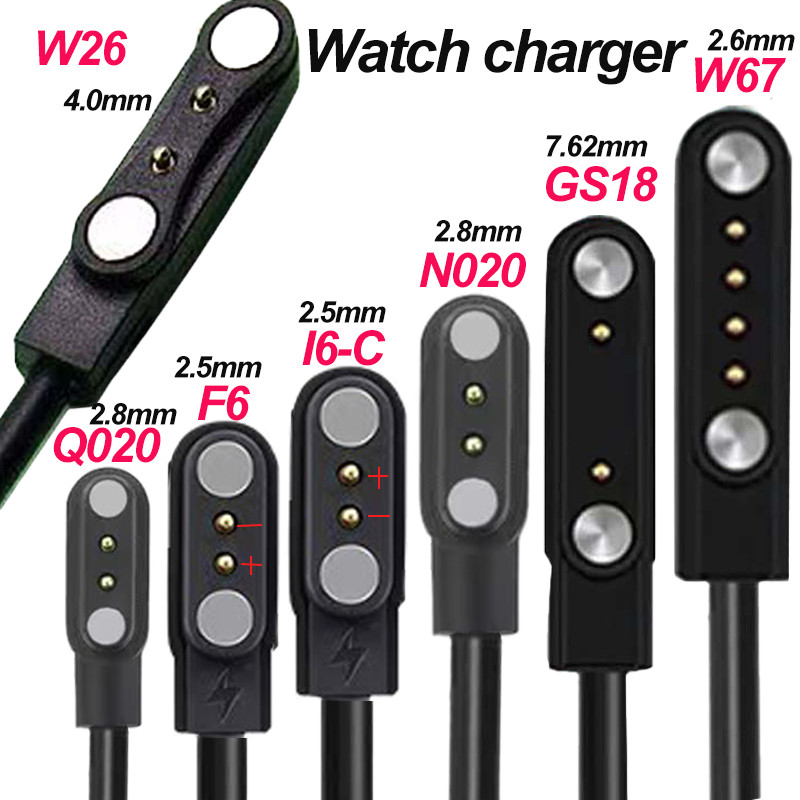 Cabo Carregador Magnético USB Universal Para Relógio Inteligente 2 Pinos 4 W67 N020 W26 Q020 F