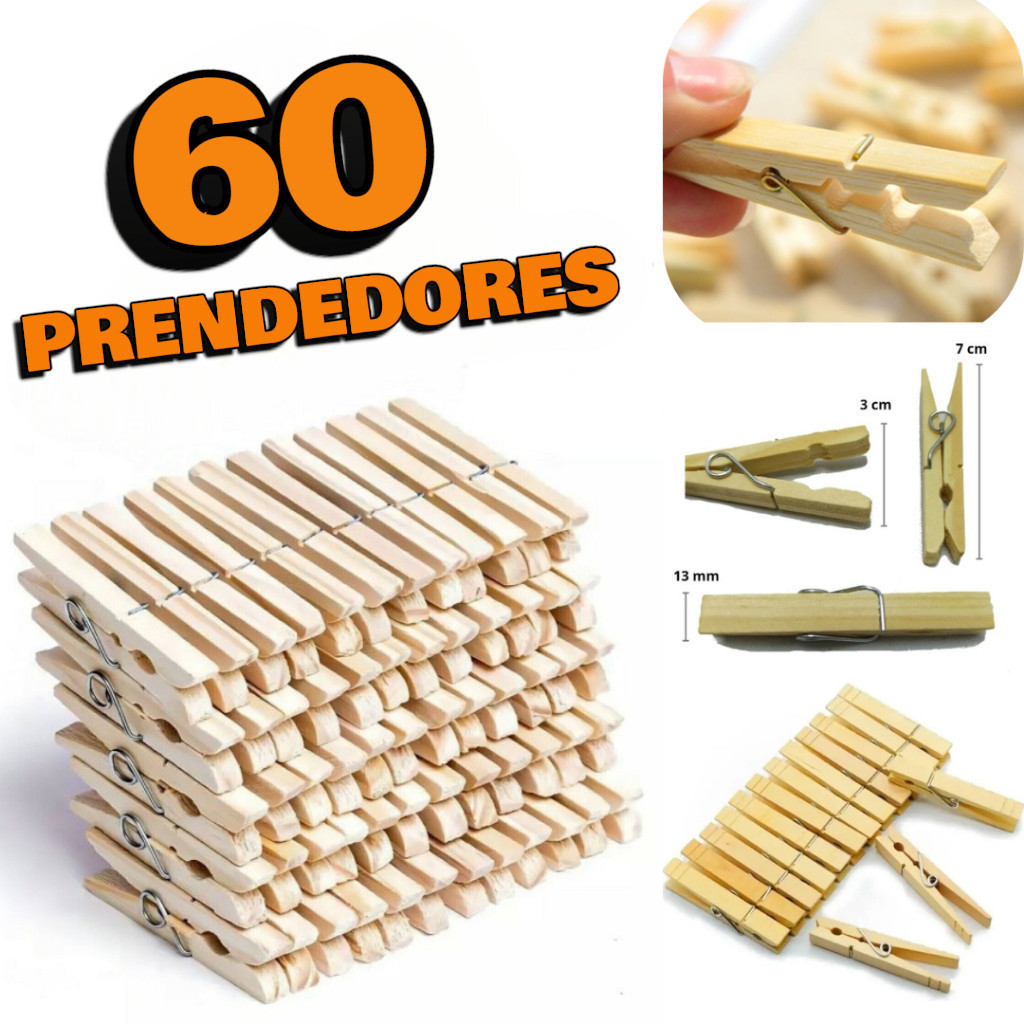 KIT Pregador de Roupa De Madeira Mega Reforçado – 12/24/36/48/60 Unidades – Ótima Qualidade