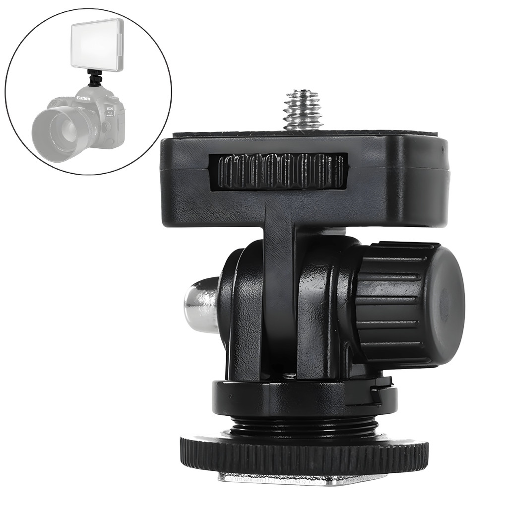 Adaptador de Sapata Fria Articulável com Parafuso 1/4" para Luz LED, Microfone e Monitor