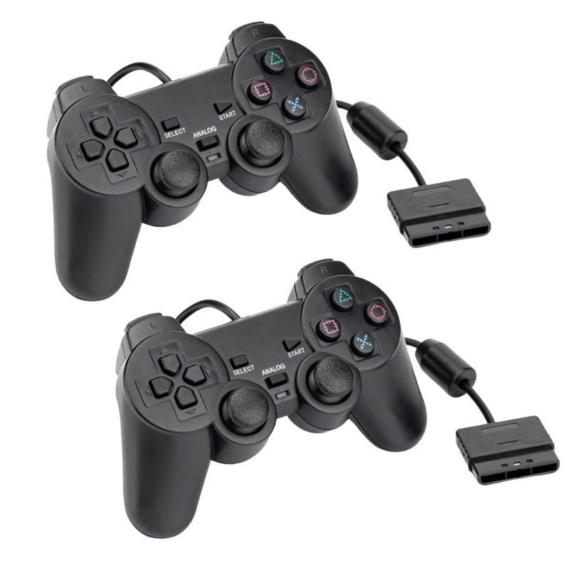 Kit 2 Controle Joystick para Ps2 Black com fio