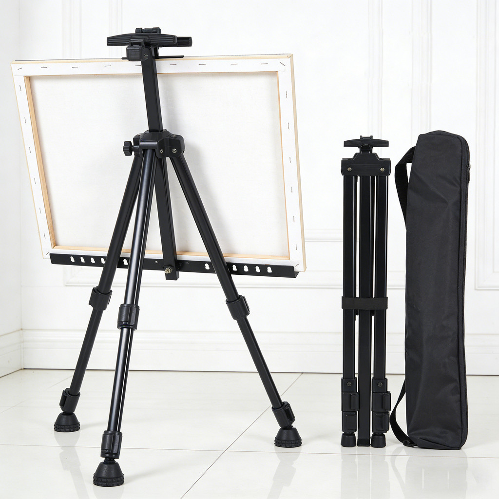 Cavalete Tripé de Pintura Profissional 1,6m Dobrável com Bolsa – Para Tela Grande, Aço Resistente 3kg