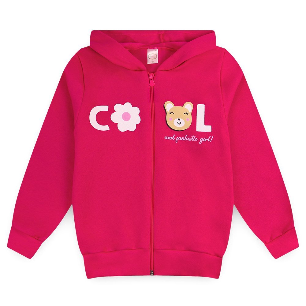 Jaqueta Moletom Infantil Menina c/ Capuz e Zíper Cool Girl