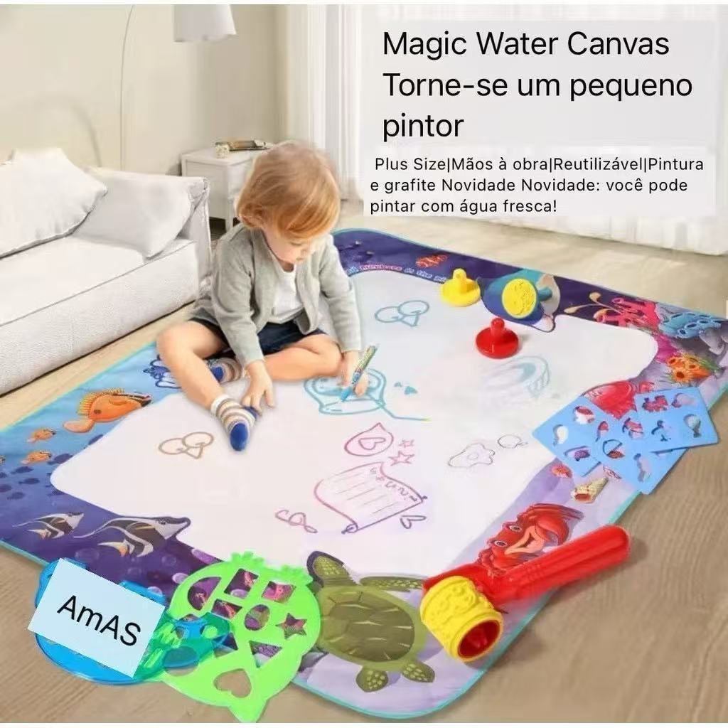 Tapete de Água Mágico Brinquedo Educativo para Criatividade Reutilizável com  Canetas Presente novo
