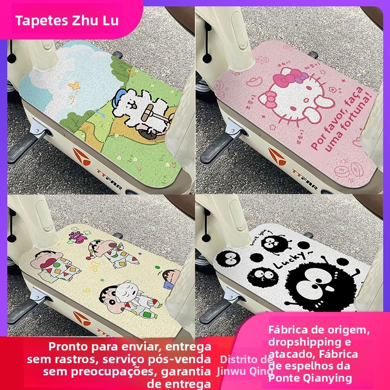 Tapete de Pé para Scooter Elétrico de Desenho Animado, Resistente ao Desgaste, Raspador de Lama, Tapete de Remoção de Po