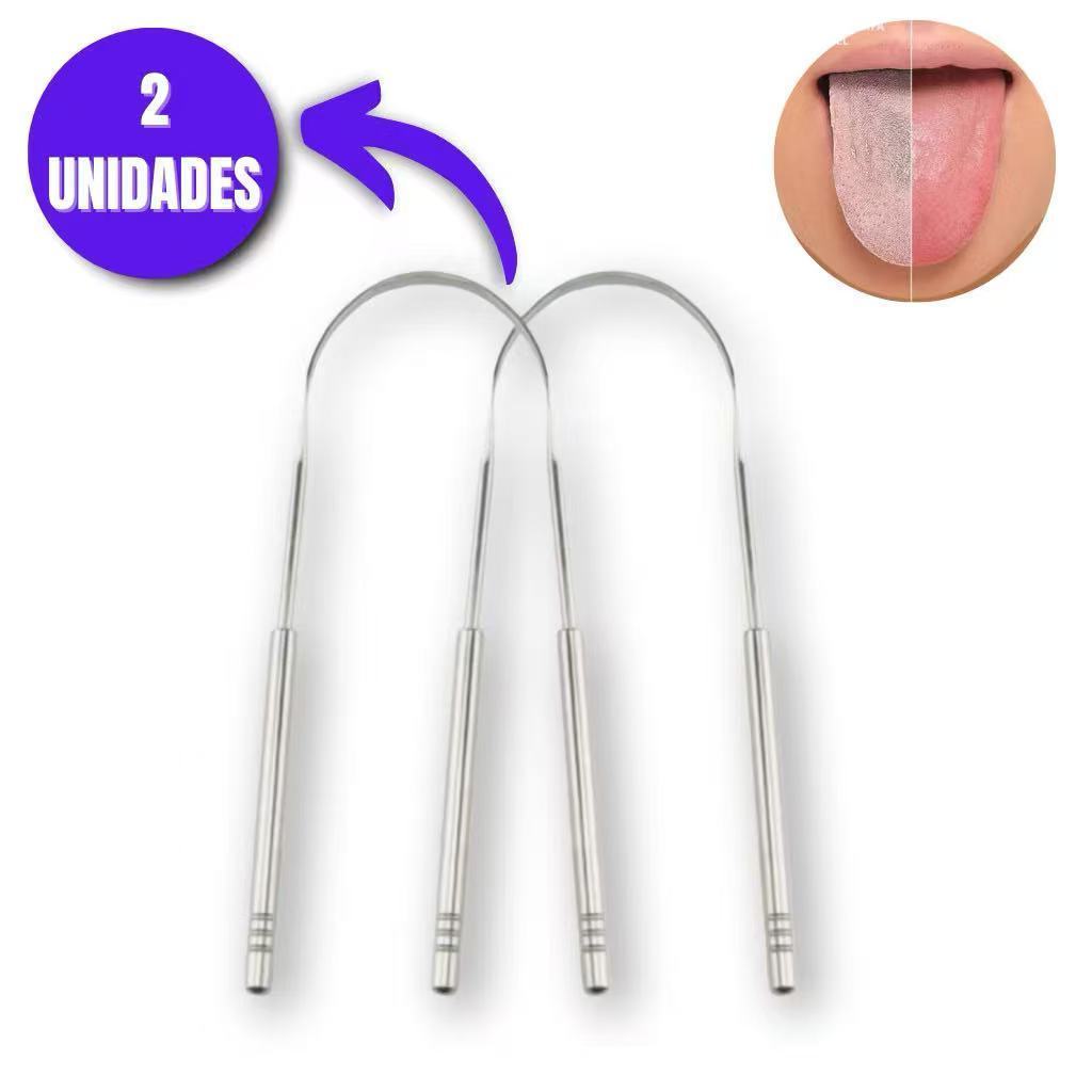Kit 1/2/3 Limpador de Lingua Removedor Aço Inox mal hálito