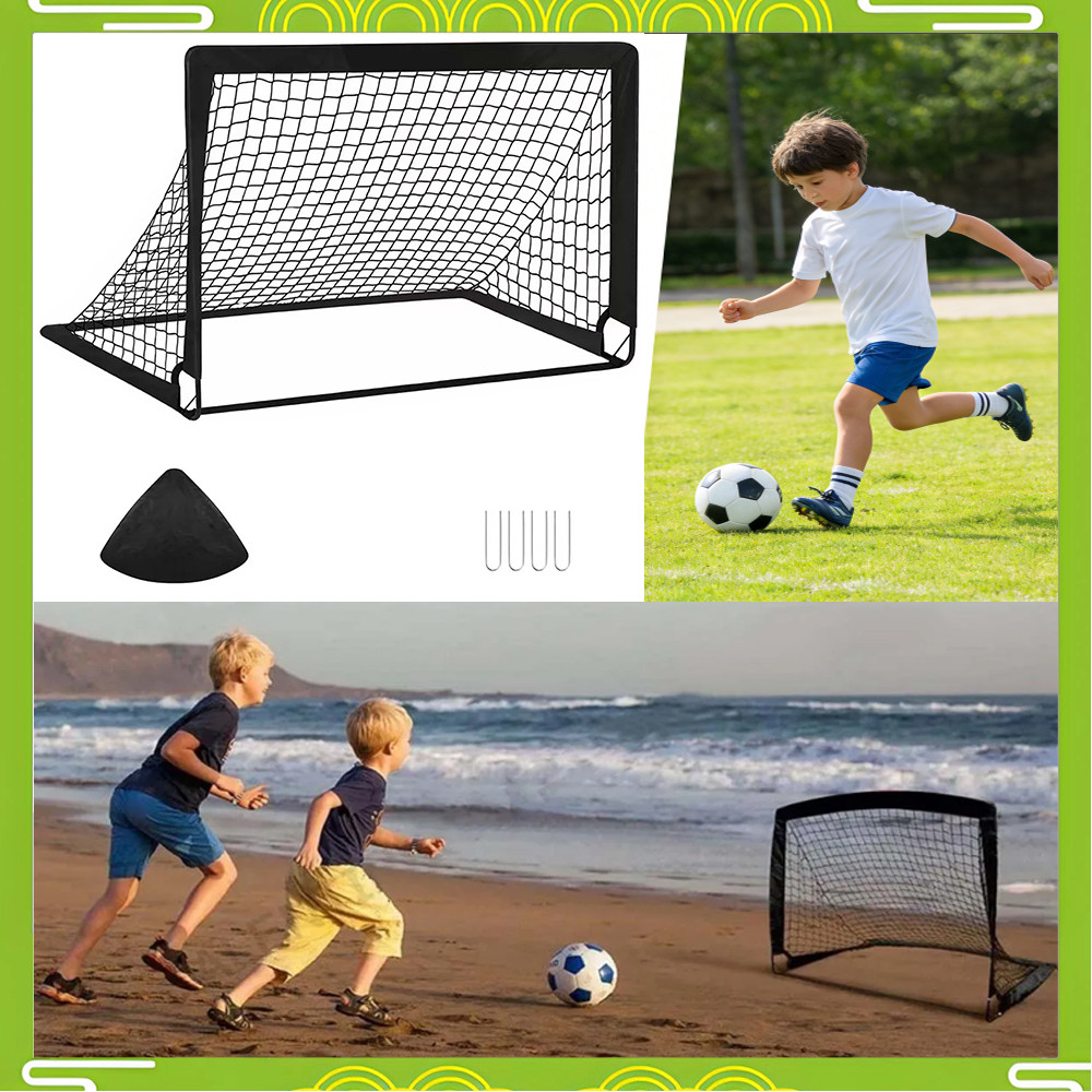 Conjunto de metas de treinamento de futebol totalmente preto 120 x 90 cm com bolsa de armazenamento de unhas terrestres