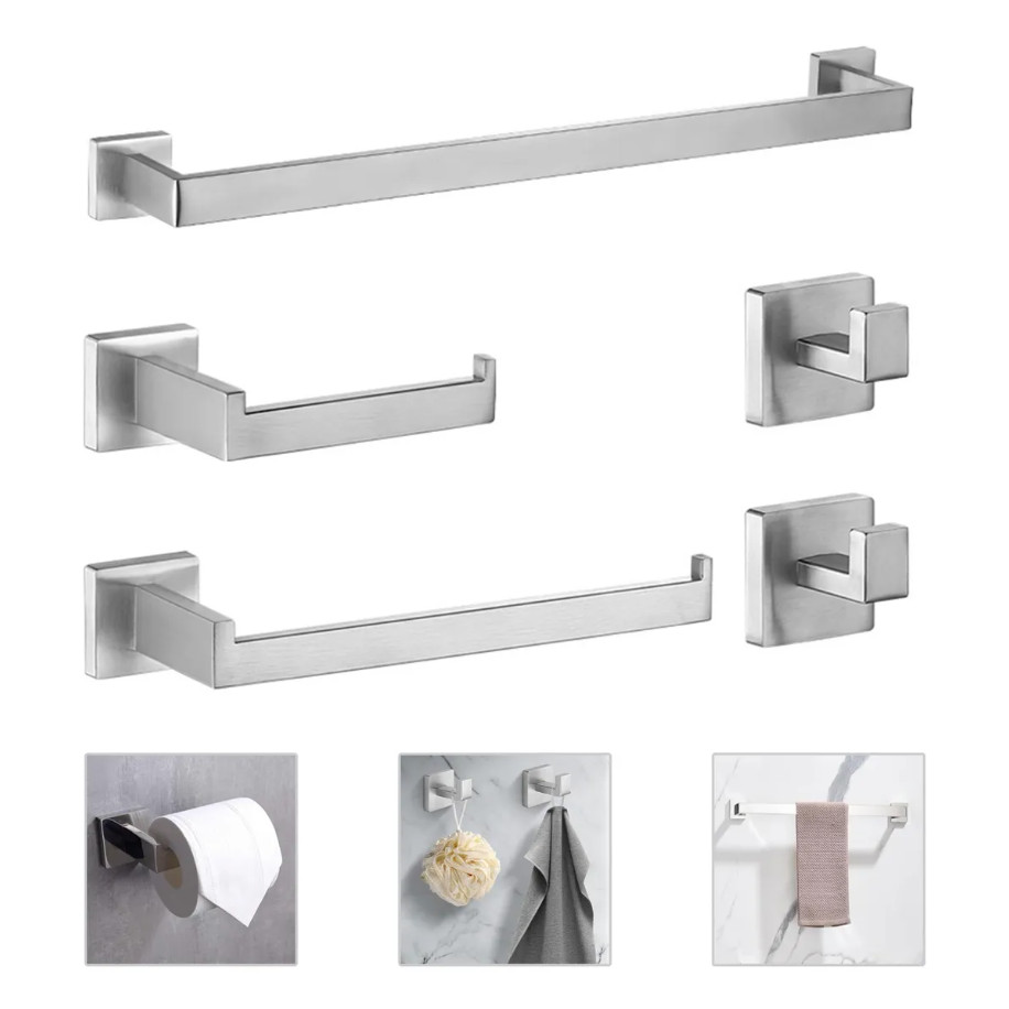 Acessorios Suporte Banheiro Lavabo Inox 304 Kit Com 5 Suportes.*-Makeupnails-*-*-
