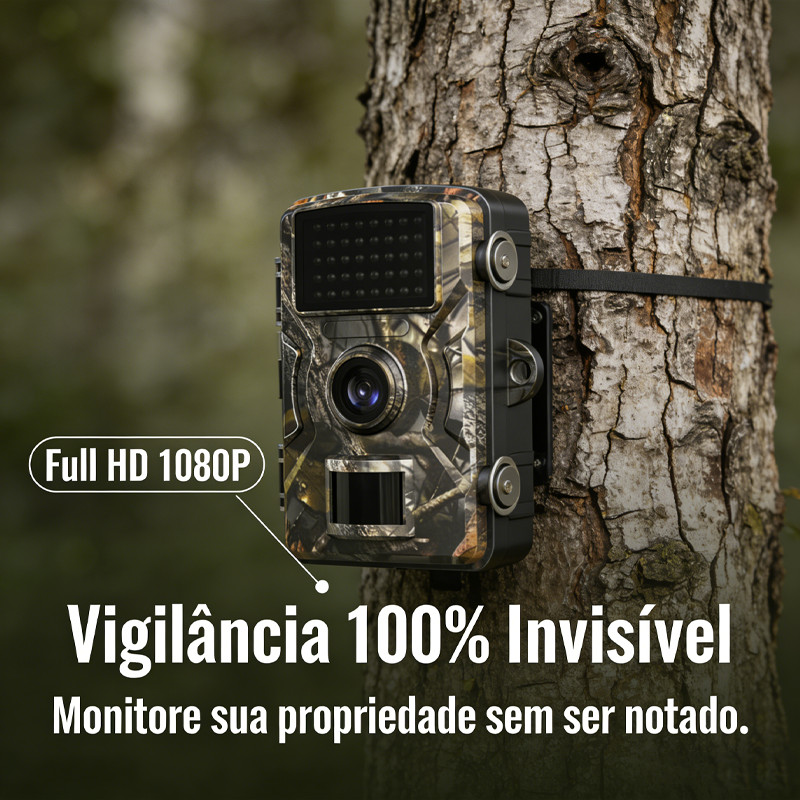 Câmera De Trilha Vigilância Invisível 1080P Full HD IP66 Sensor Movimento Noite 940nm