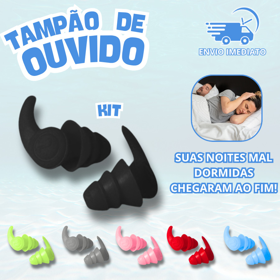 Protetor Auricular Tampão de Ouvido Silicone Antirruído Dormir Estudo Natação