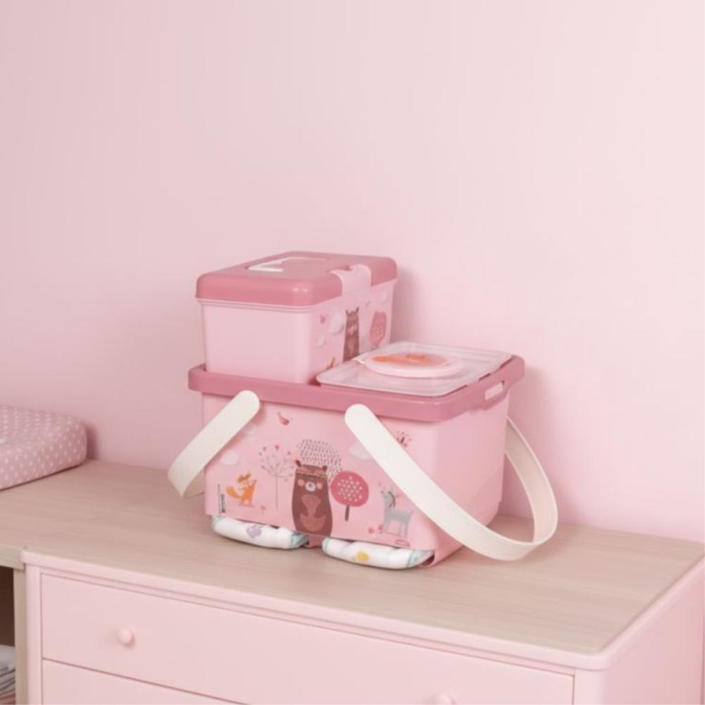 Kit Trocador Bichinhos Petit 3 Peças Bebê Enxoval Lenço Fralda Caixa Plasútil