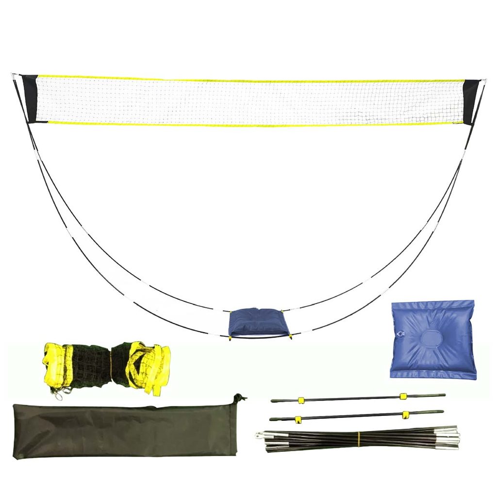 Rack de malha de Badminton destacável amarelo preto 1.6 x 2.9 m saco de água saco de armazenamento portátil fácil instal