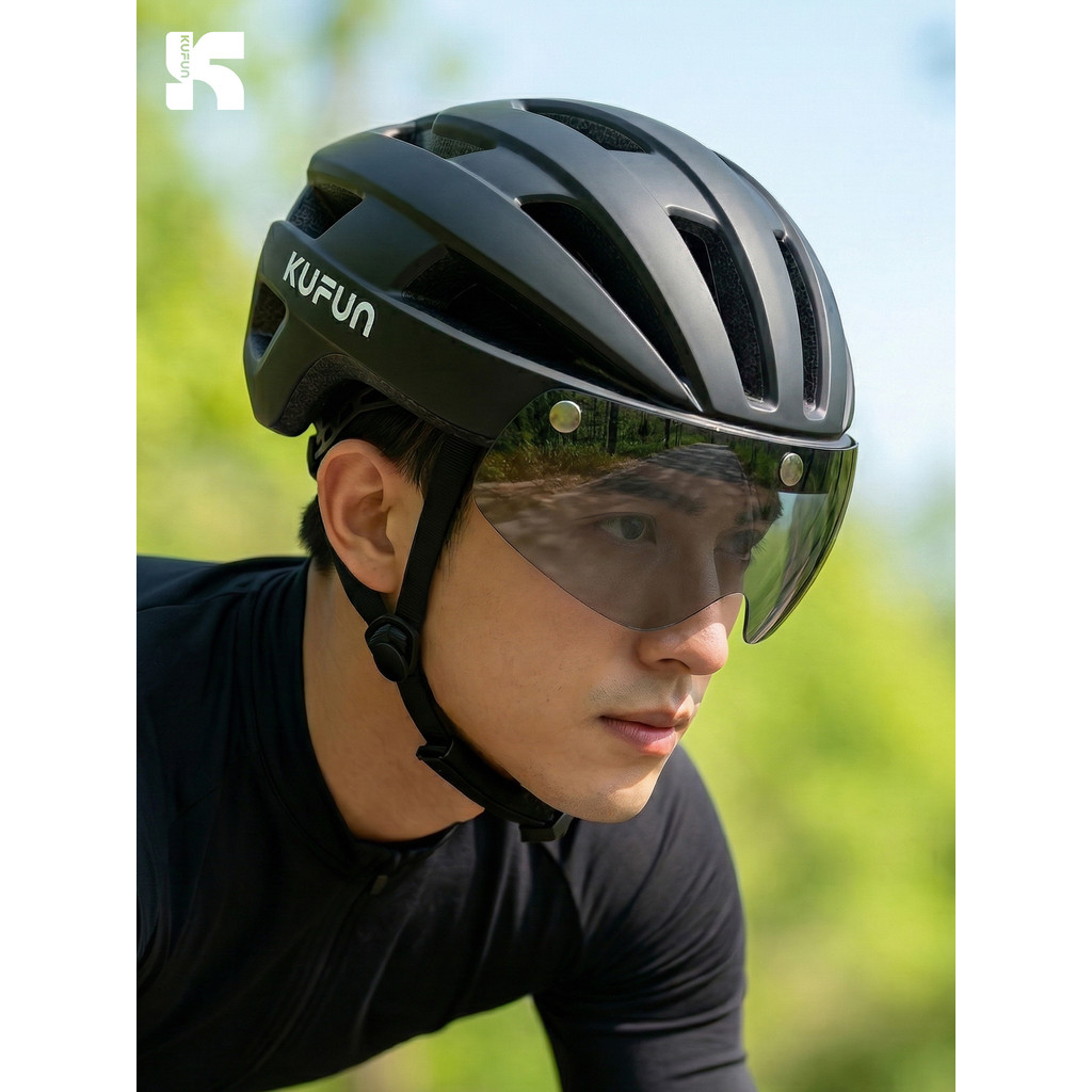 Capacete De Ciclismo KUFUN Com Óculos Removíveis Bicicleta Respirável Ajustável Para De Estrada E Montanha