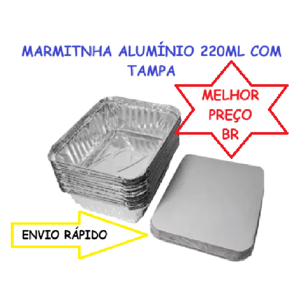 200 UN Marmita de Alumínio Com Tampa Retangular 220ml M90 Para Bolos Empadas Lembrancinhas  Descar