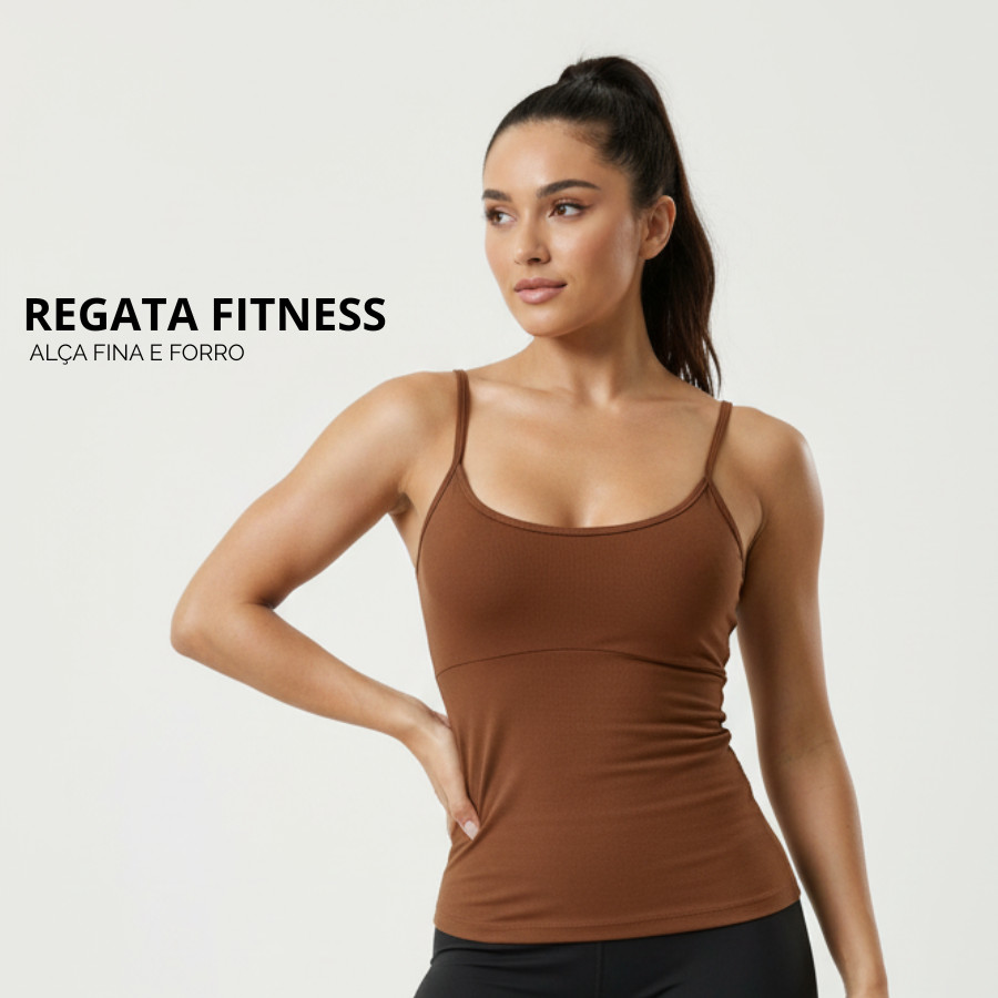 Regata Fitness Alça Fina Poliamida Slim Fit Top Feminino Básico Versátil Treino Academia Zero Transparência