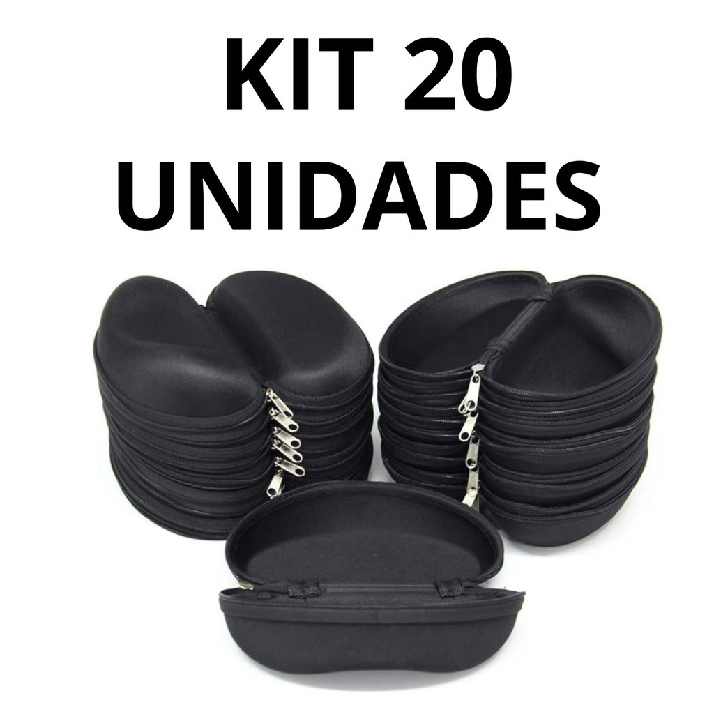 Kit 20 Porta Óculos Estojo Case Capinha Para Óculos De Sol De Grau Com Zíper + 20 Flanelas
